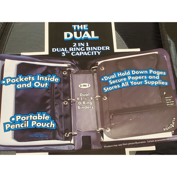 Case it The Dual 2-in-1 Dual Ring Binder 3" Capacity Black/Gray TD-110 - NEW - Picture 3 of 8